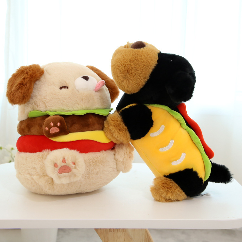 Innovative New Sausage Hot Dog plush Doll Fun Animal Food Stuffed Plush Toy Cute Burger Puppy Plush Toy