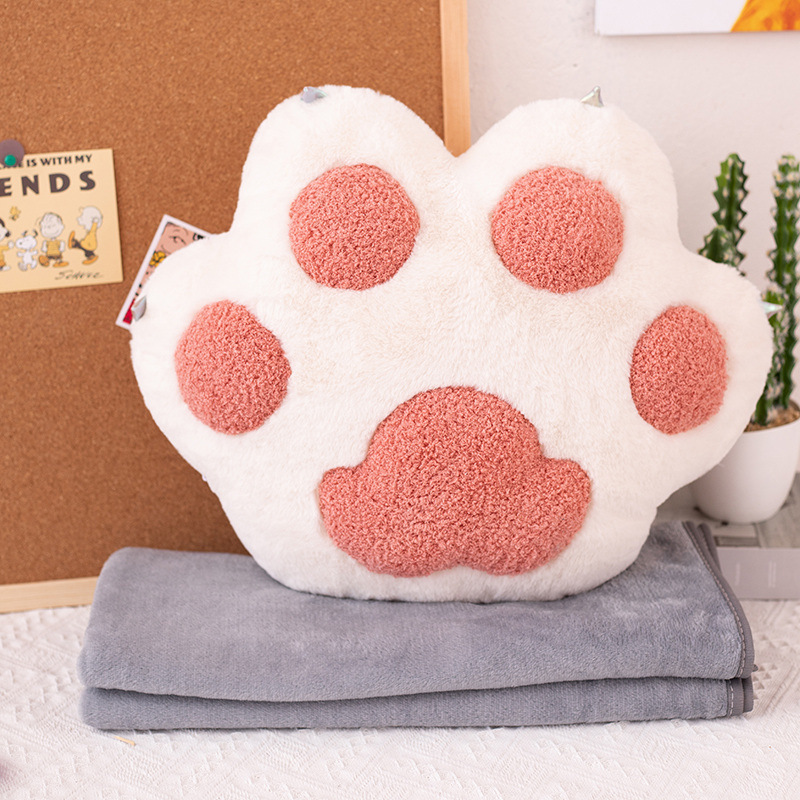 Cute kitty cat air conditioning quilt cat paw pillow blanket two-in-one cat pillow