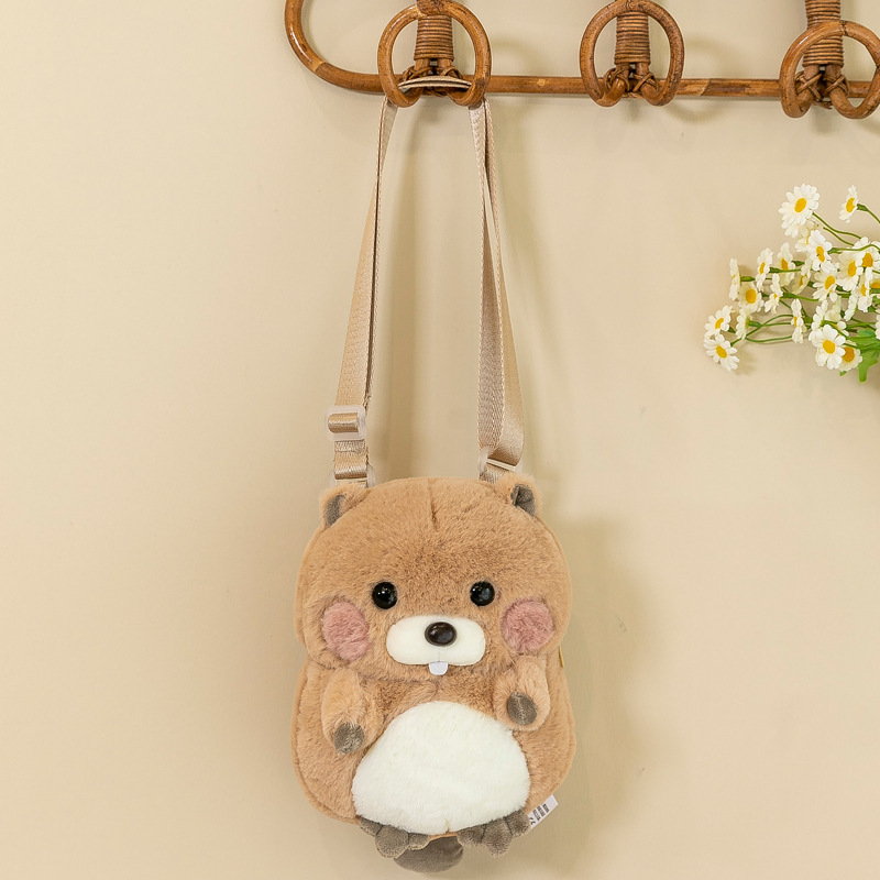 Wholesale Cute Squirrel Doll Messenger Bag Girls Birthday Gift Cartoon Hamster Plush Toy Backpack