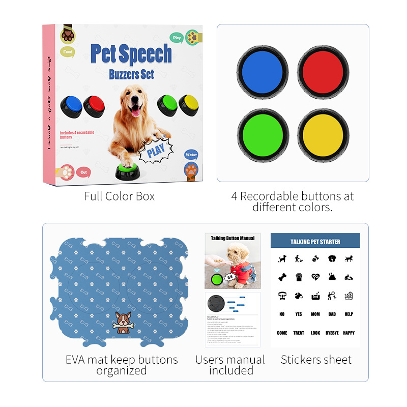 Voice Recording Button Dog Buttons for Communication Pet Training Buzzer 30 Second Record Playback Funny Gift for Study Office