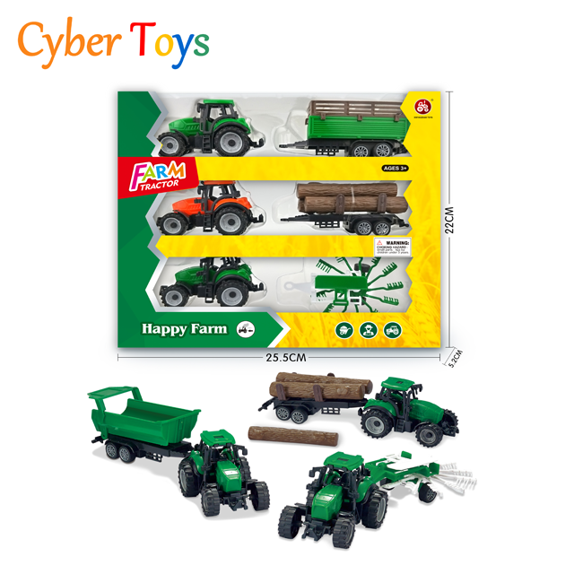 Hot Item Free Wheel Toy Tractor Farm Truck Toy Vehicle Plastic Model Car Set With Farm Tools