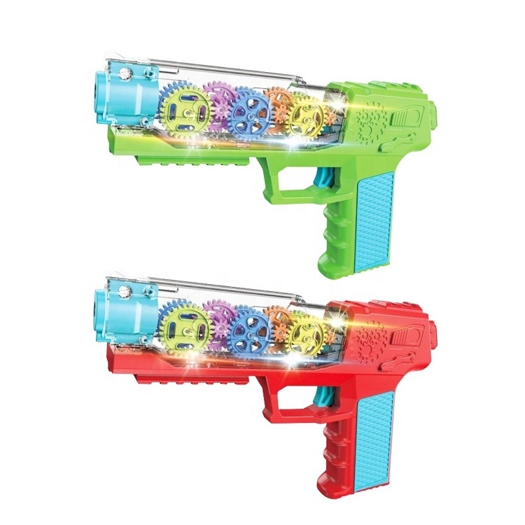 New Design  Kids Electric Transparent Gear Revolve toy gun projection gear gun with Lamplight and Sound