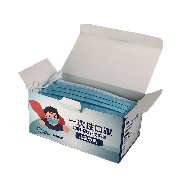 Custom Printed 50pc Child Disposable Face Masks N95 N99 KN95 Mask Packaging Paper Box