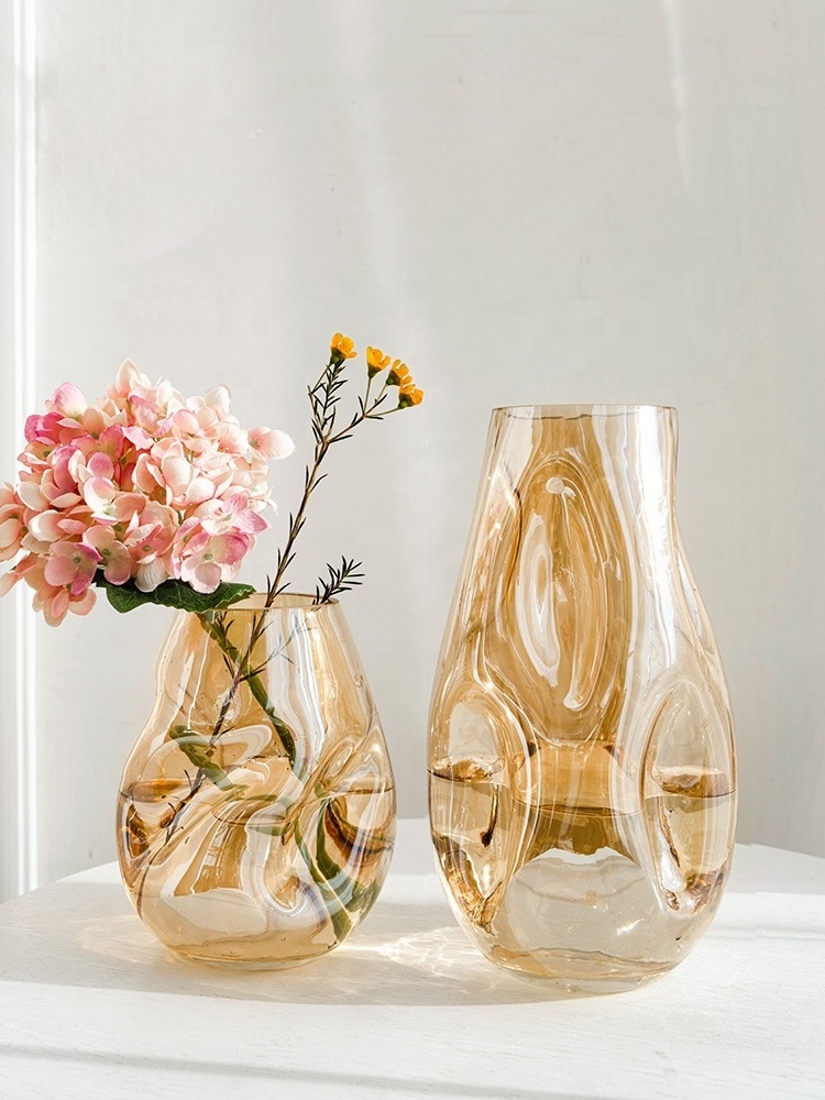 2023 New arrival Nordic geometric vase pure handmade glass vases for flower arrangements