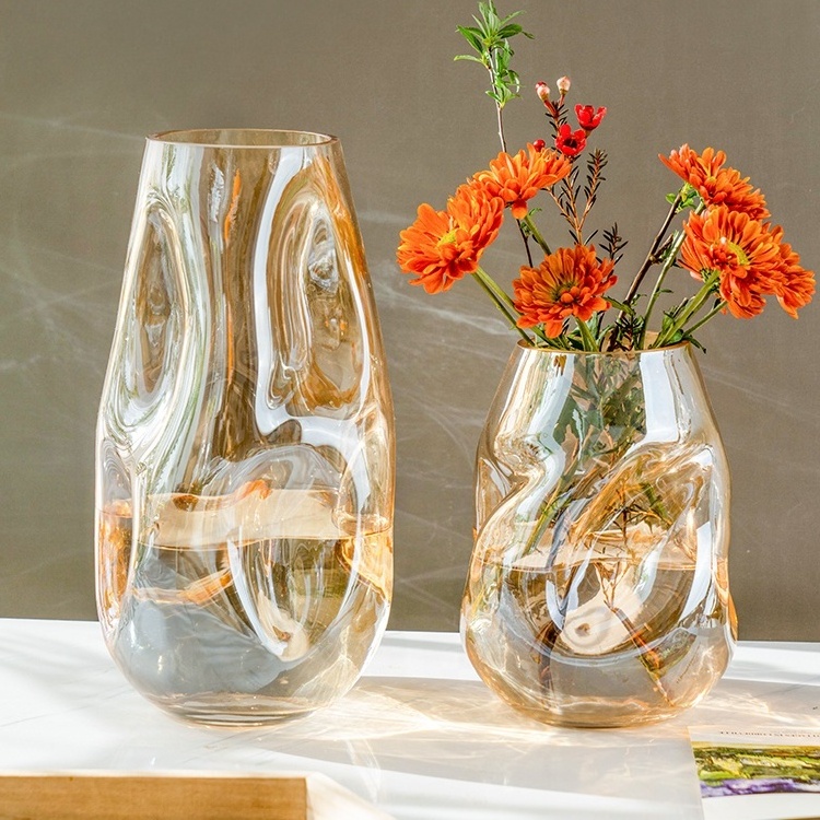 2023 New arrival Nordic geometric vase pure handmade glass vases for flower arrangements