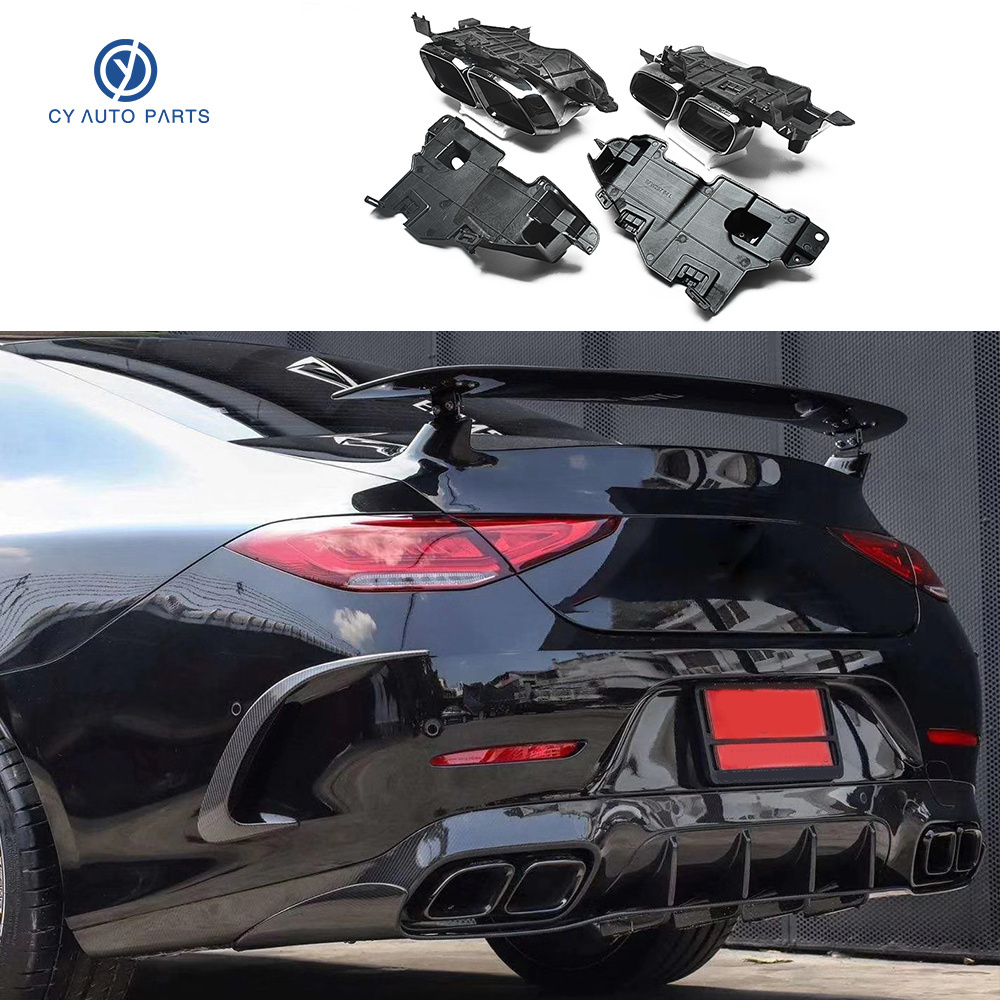 Rear Diffuser Rear Trunk Lip Tail Throat For Mercedes Benz W205 W257 Eexhaust Chrome Tailpipes Stainless Steel Throat Decorative