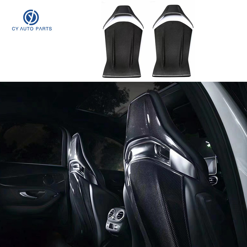 Carbon Fiber Seat Back Cover For Mercedes Benz A45 CLA45 GLA45 C43 C63 E43 E63 A CLA GLA Real Dry Carbon Fiber