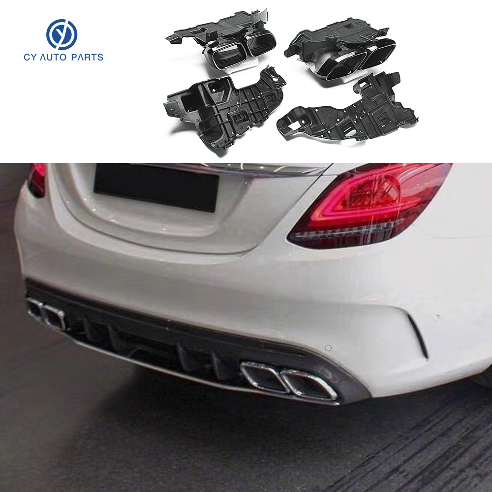 Rear Diffuser Rear Trunk Lip Tail Throat For Mercedes Benz W205 W257 Eexhaust Chrome Tailpipes Stainless Steel Throat Decorative