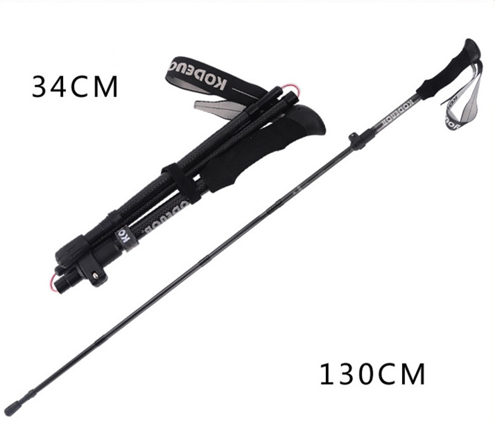 CYCHOS 2022  Wholesale  Outdoor 3K textured carbon fiber folding alpenstock outer lock ultra light telescopic walking stick