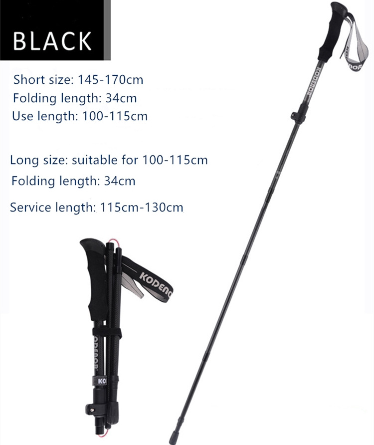 CYCHOS 2022  Wholesale  Outdoor 3K textured carbon fiber folding alpenstock outer lock ultra light telescopic walking stick