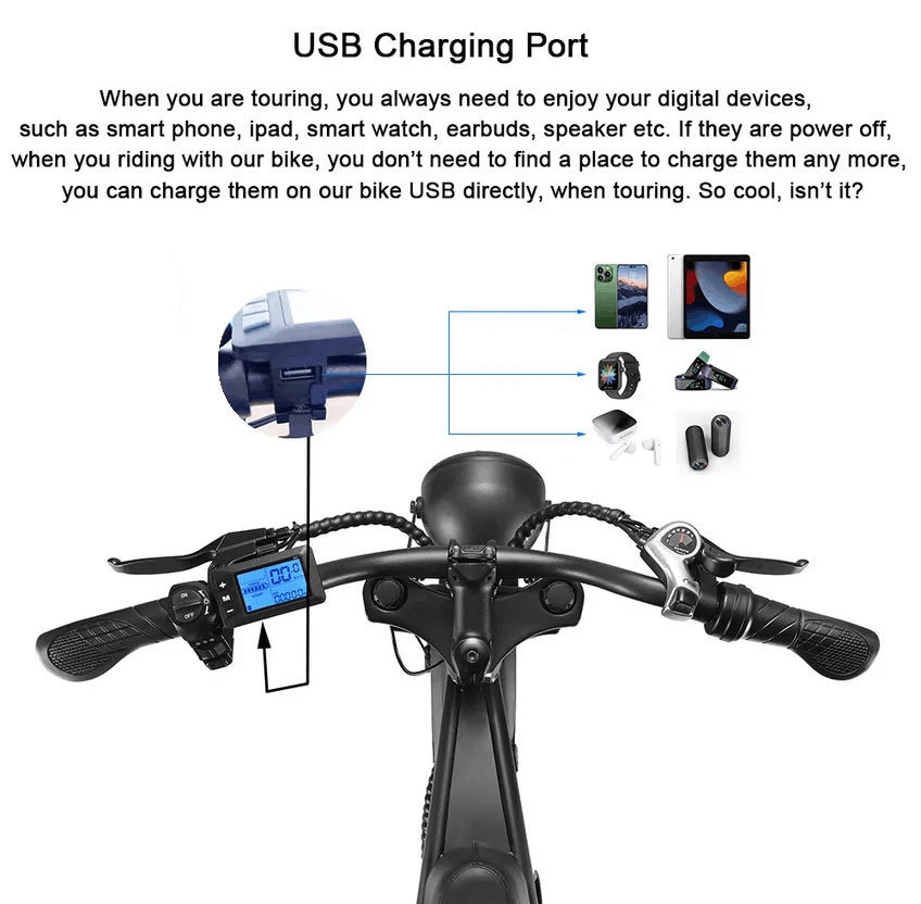 Upgrade OUXI V8 Rear Seat Fat Tire Electric Bike bicicletta elettrica alta velocit Beach Cruiser Off Road ebike E bike for Adult