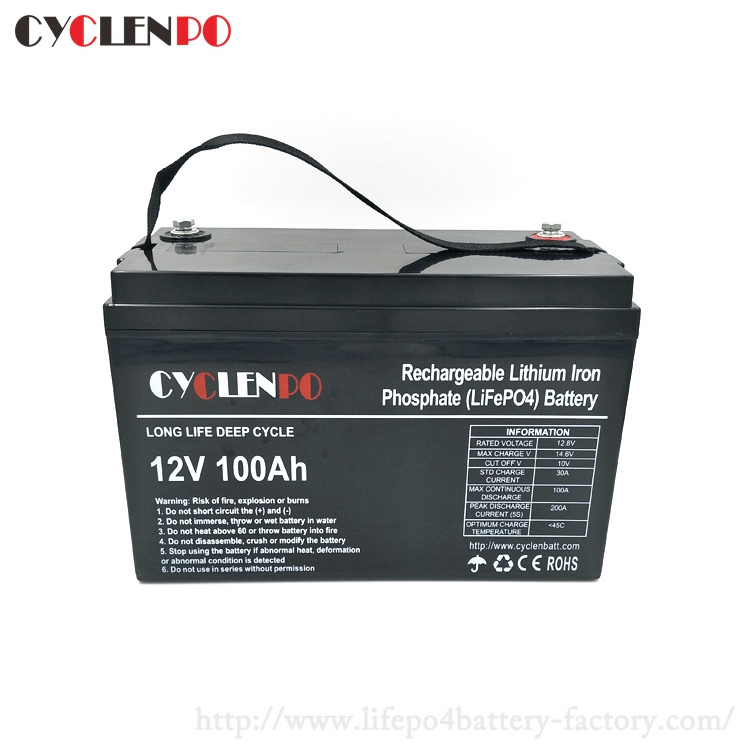 Cyclenpo lithium 12v 100ah lifepo4 battery for caravan motorhome and solar pv lighting