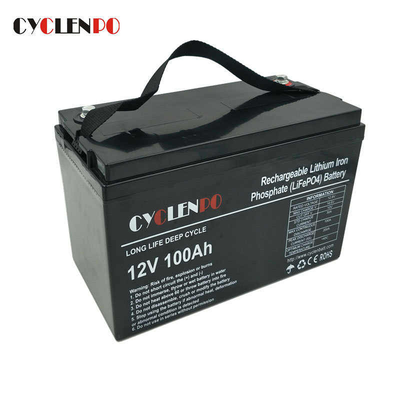 Cyclenpo lithium 12v 100ah lifepo4 battery for caravan motorhome and solar pv lighting