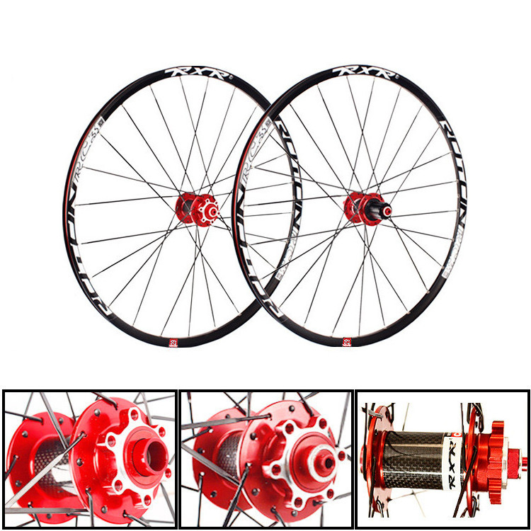 RXR MTB Bicycle Wheelset QR/Thru Axle 26 27.5 29inch Rim 25mm Carbon Hub Disc Clincher Tyre Rim 7-11S Bike Wheels