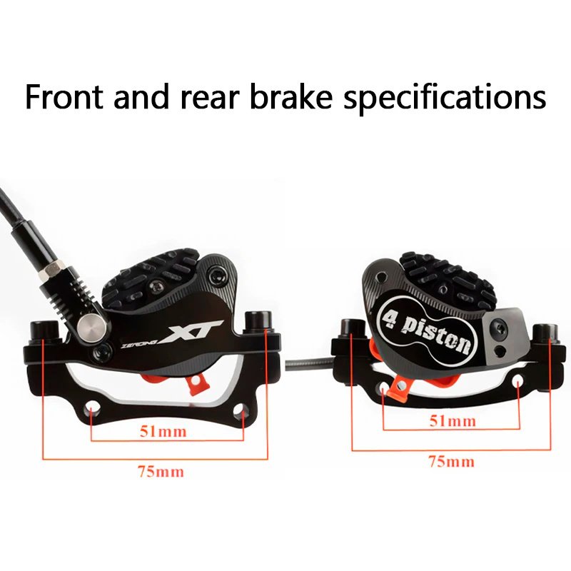 OEM/ODM MTB 800*1500mm Hydraulic Brake Mountain Bike 4Piston Brake Aluminum Alloy Bicycle Hydraulic Disc Clamp Brakes Parts