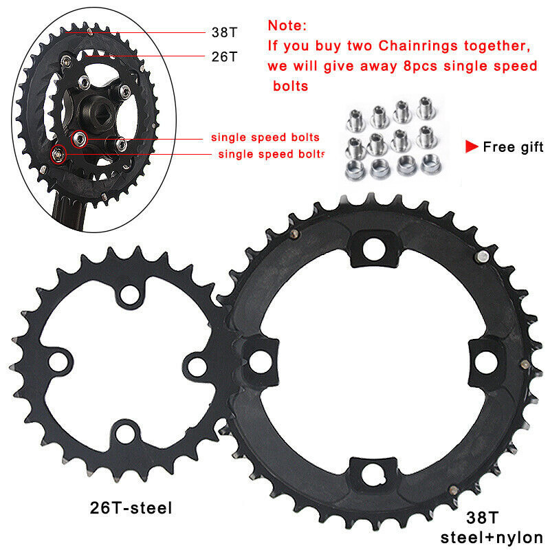 High quality Bike Crankset 26/38T Chain ring Double Speed 104BCD aluminum alloy MTB Bike Crank 170mm Mountain Bike Crankset