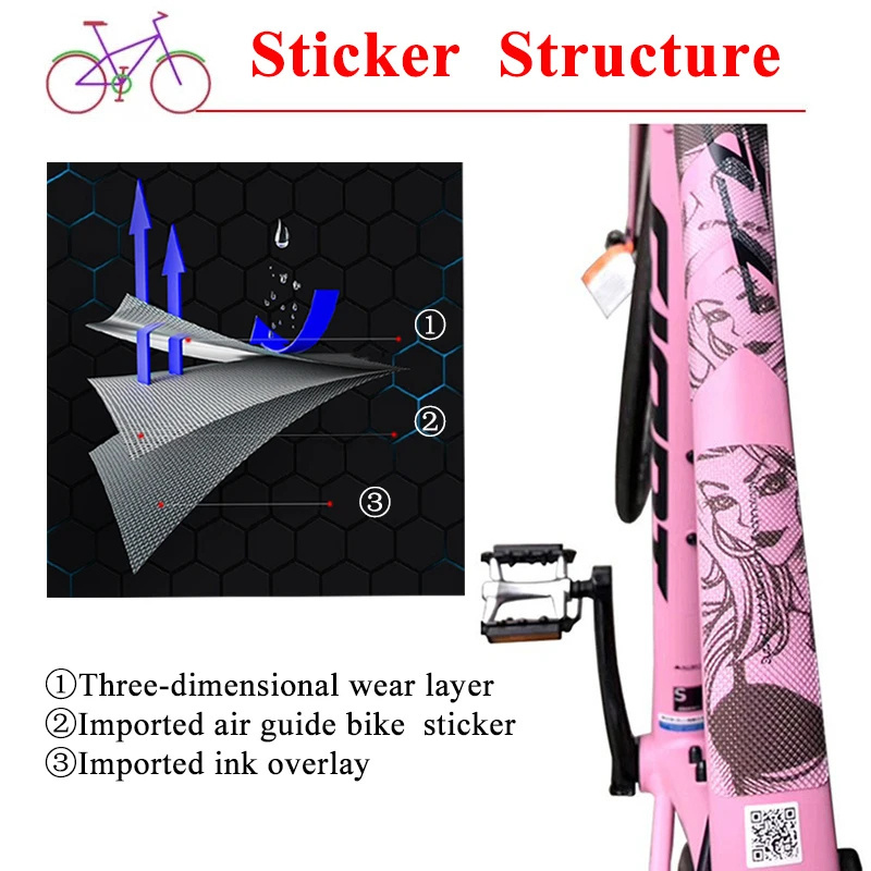 OEM/ODM ENLEE MTB Bike Frame Protect Stickers 3D Reflective Road Mountain Bicycle Protector Sticker Bike Guard Cover Accessories