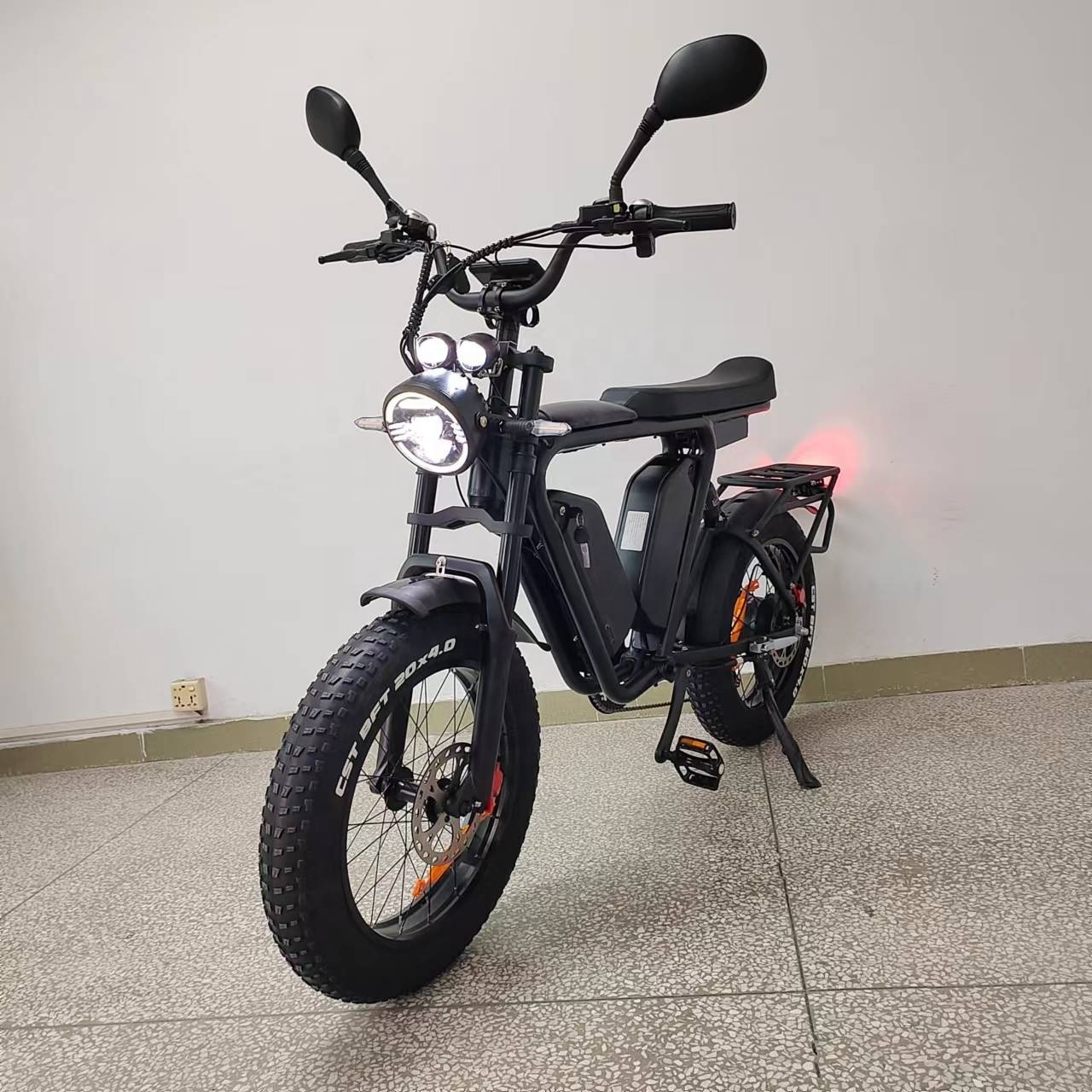 Electric Bike 52V Bafang Motor Dual Battery 44Ah Dual headlamp Full Suspension Hydraulic Brake1000W Fat Tire Electric Bike