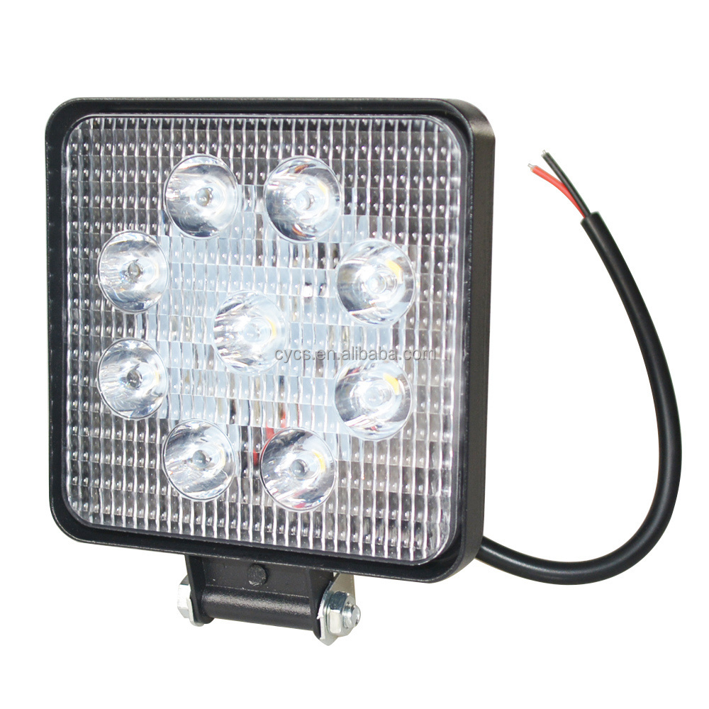 9-30V 3030 20mm 27W 9LED Work Light Headlights Spotlights IP67 Waterproof Square 9LED Truck OffRoad Work Lights 6000K White LED