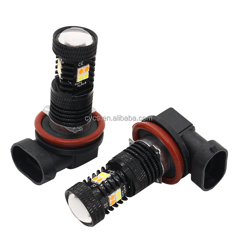 3030 16SMD 9005 9006 H8 H11 Amber White Switchback Led Car Headlight Fog Lamp Auto Dual Color Bulbs