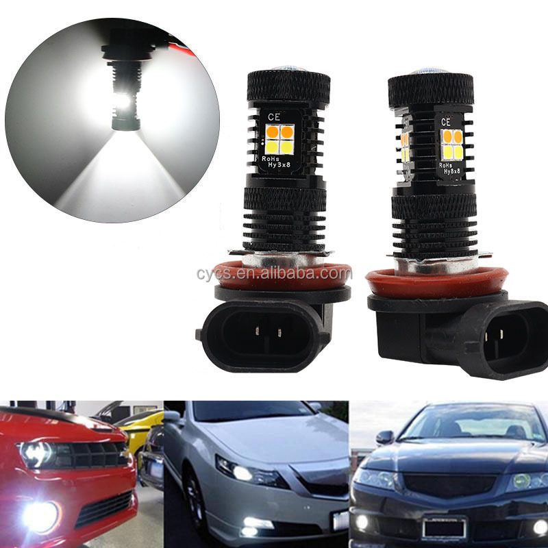 3030 16SMD 9005 9006 H8 H11 Amber White Switchback Led Car Headlight Fog Lamp Auto Dual Color Bulbs