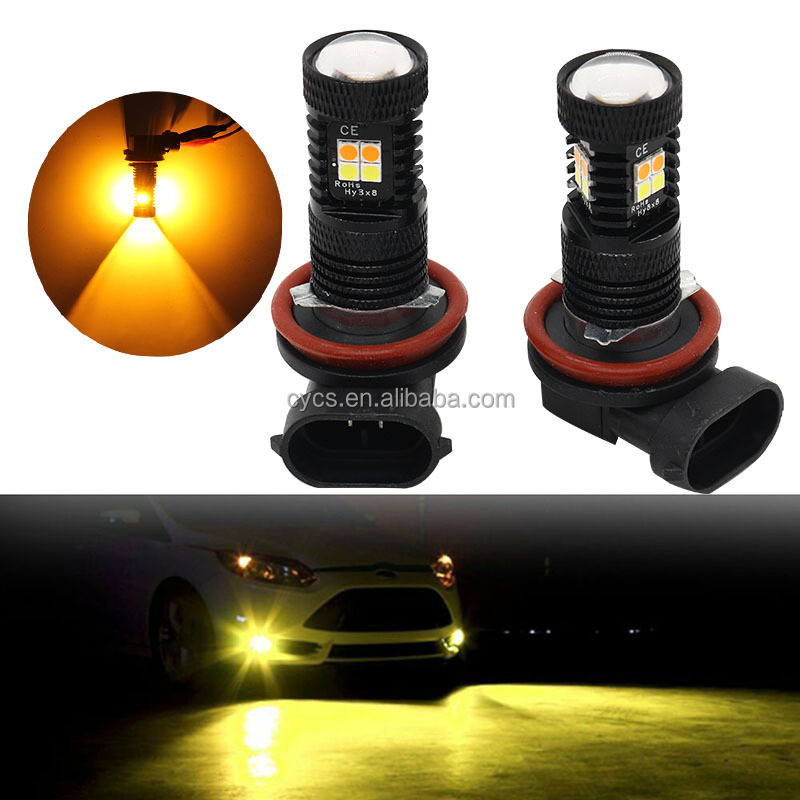 3030 16SMD 9005 9006 H8 H11 Amber White Switchback Led Car Headlight Fog Lamp Auto Dual Color Bulbs