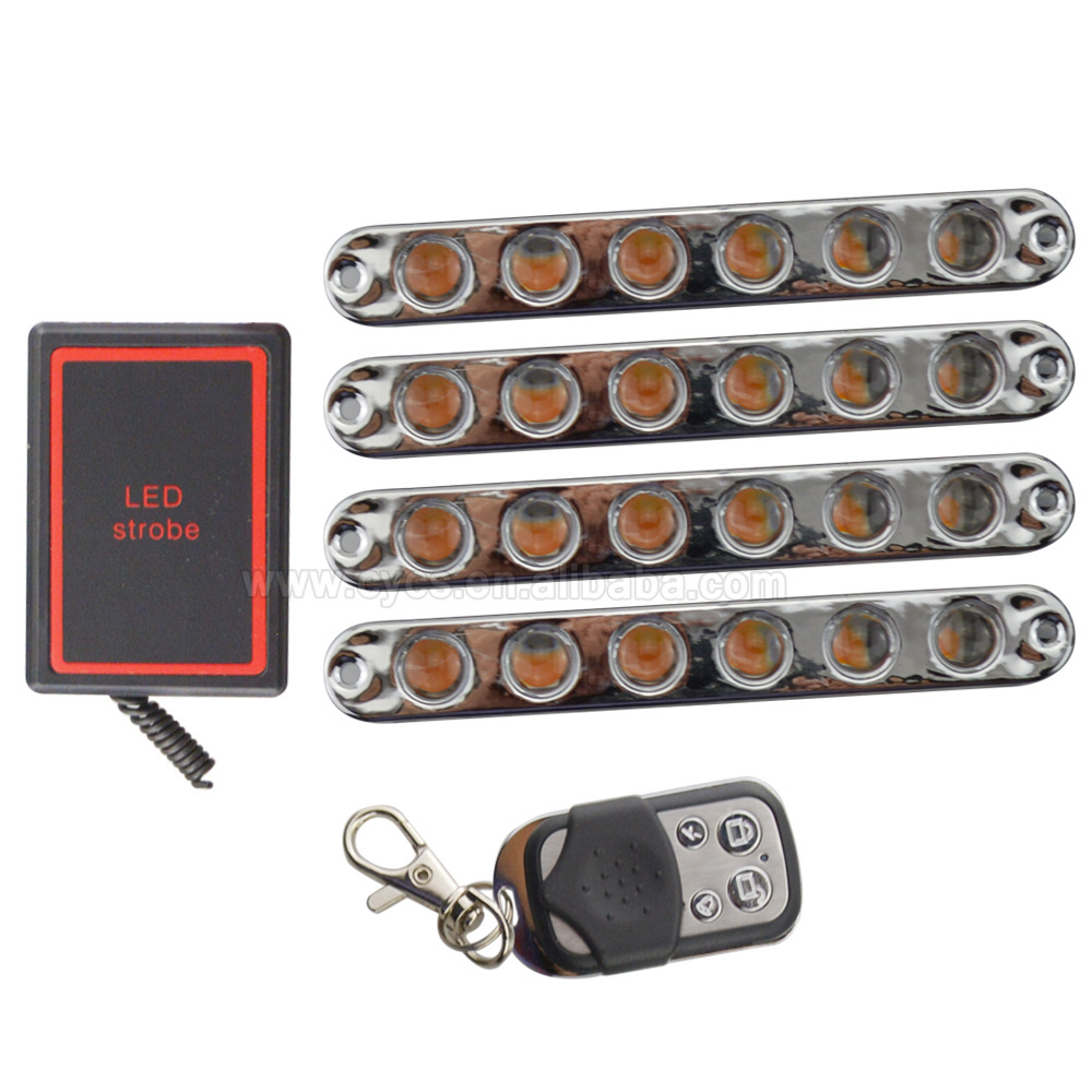 New arrival CE 12V 6LEDS 4 in 1 waterproof car flashing led DRL strobe warning daytime running light for Vehicle