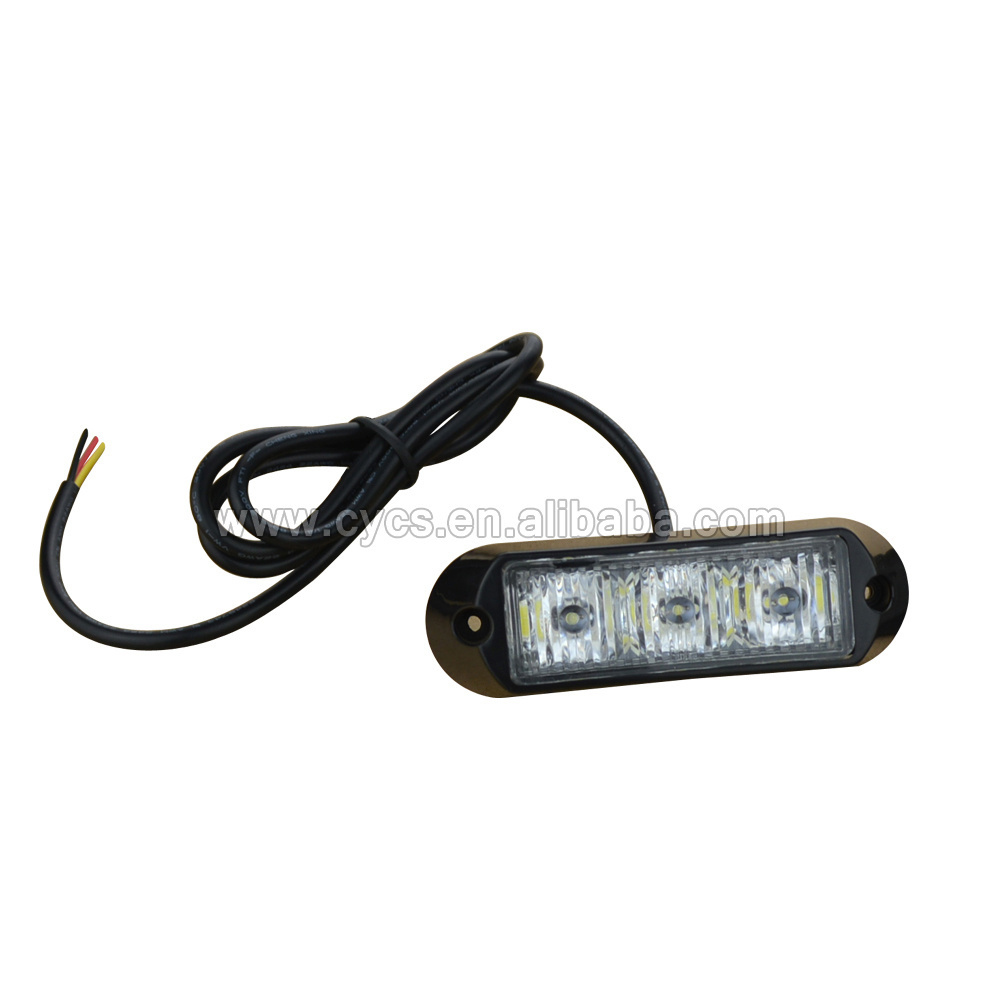 12v 24v 3LED 9W white red Amber blue car truck vehicle emergency warning LED flash strobe light