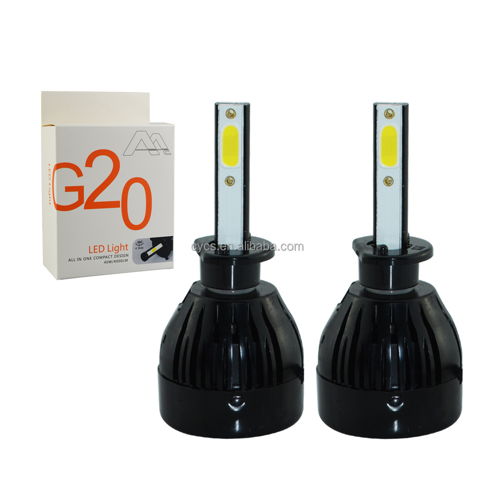 High power Super white CE 12V 24V 6000k 2sides COB 6000Lumens 60W car led fog light bulb G20 H1 led headlight