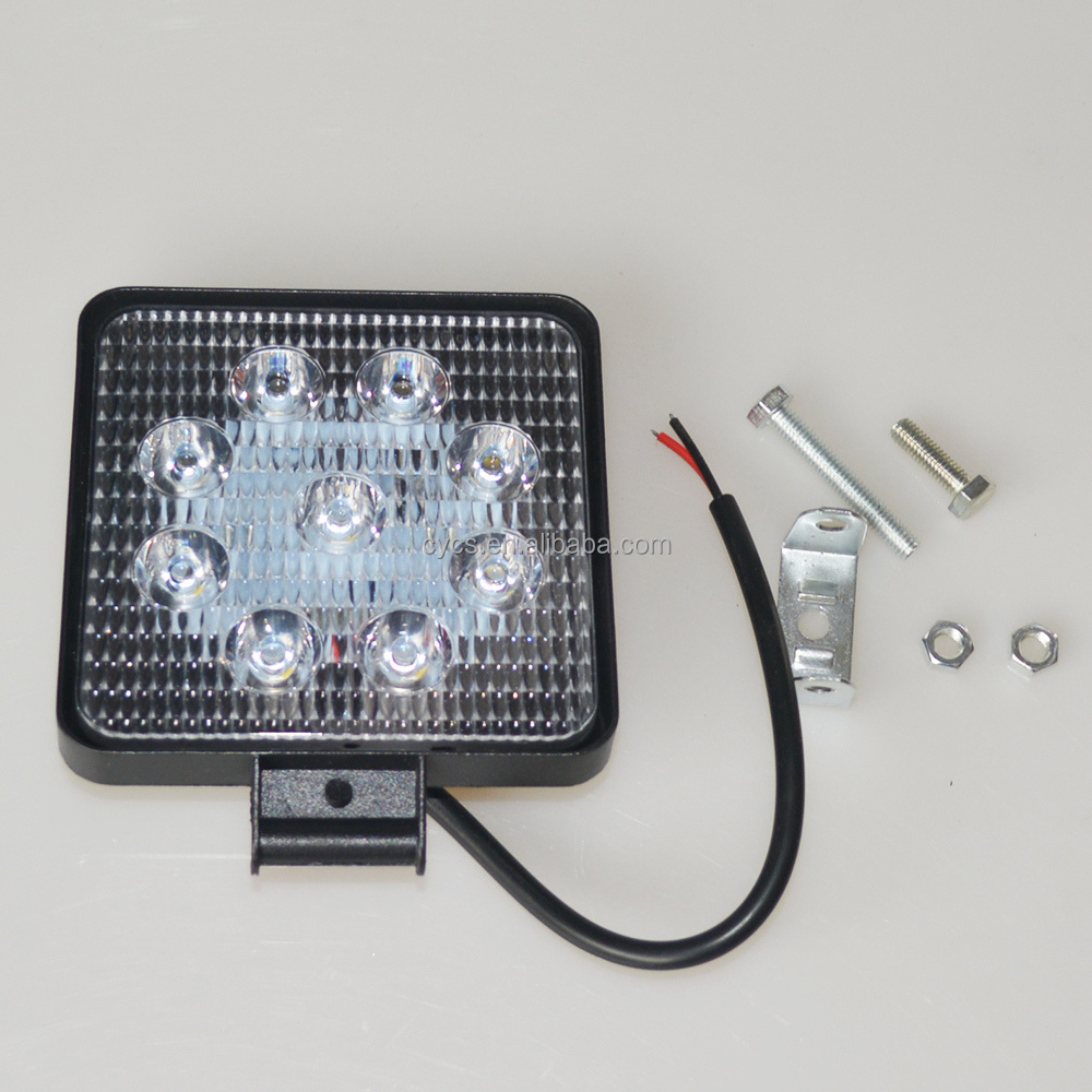 9-30V 3030 20mm 27W 9LED Work Light Headlights Spotlights IP67 Waterproof Square 9LED Truck OffRoad Work Lights 6000K White LED