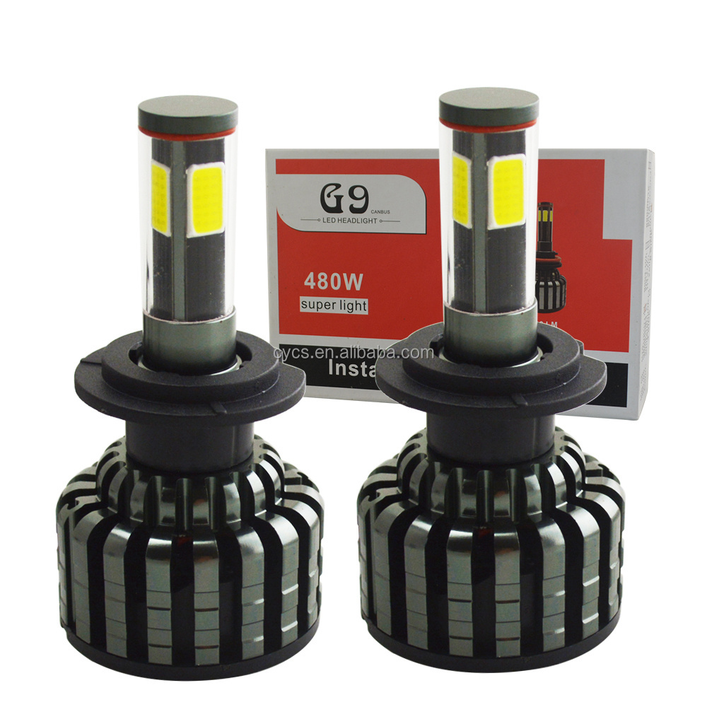 CE 10-32V 100w 12000LM 4 sides Super bright high power auto headlight 4 faces COB G9 H7 car led headlight bulb