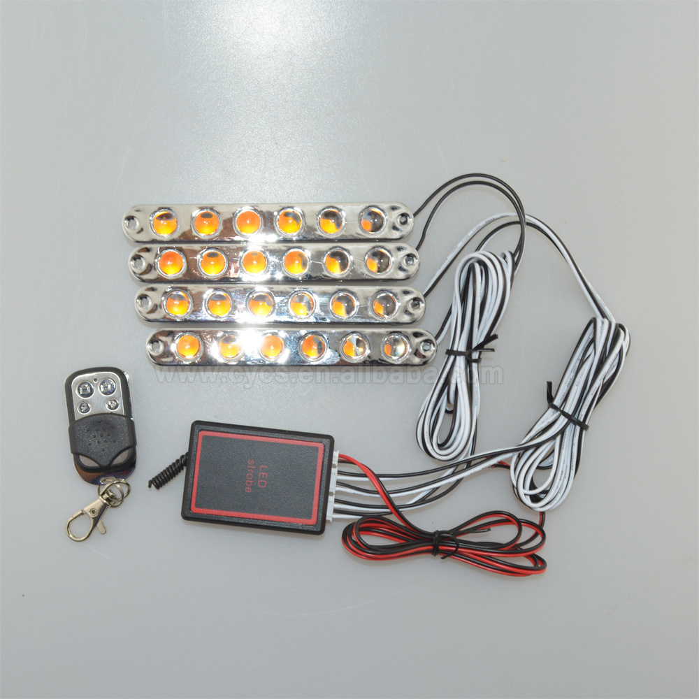 New arrival CE 12V 6LEDS 4 in 1 waterproof car flashing led DRL strobe warning daytime running light for Vehicle