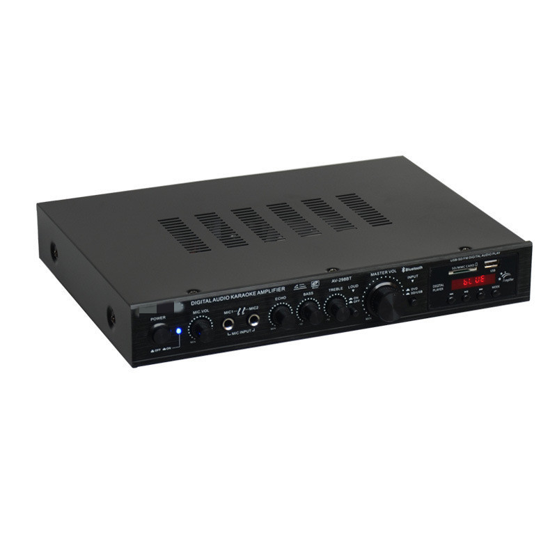 AV-298BT 110V/220V 2200W Home theater Power Amplifier 5 Channel BT AMP HiFi Sound Amplifier FM SD USB 2 Mic input