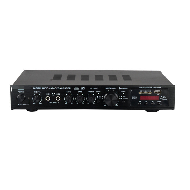 AV-298BT 110V/220V 2200W Home theater Power Amplifier 5 Channel BT AMP HiFi Sound Amplifier FM SD USB 2 Mic input