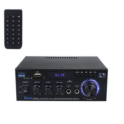 AK45 80W Home Digital Amplifiers Audio Bass Audio Power BT Amplifier Hifi FM Music Subwoofer Speakers USB SD Mic Input