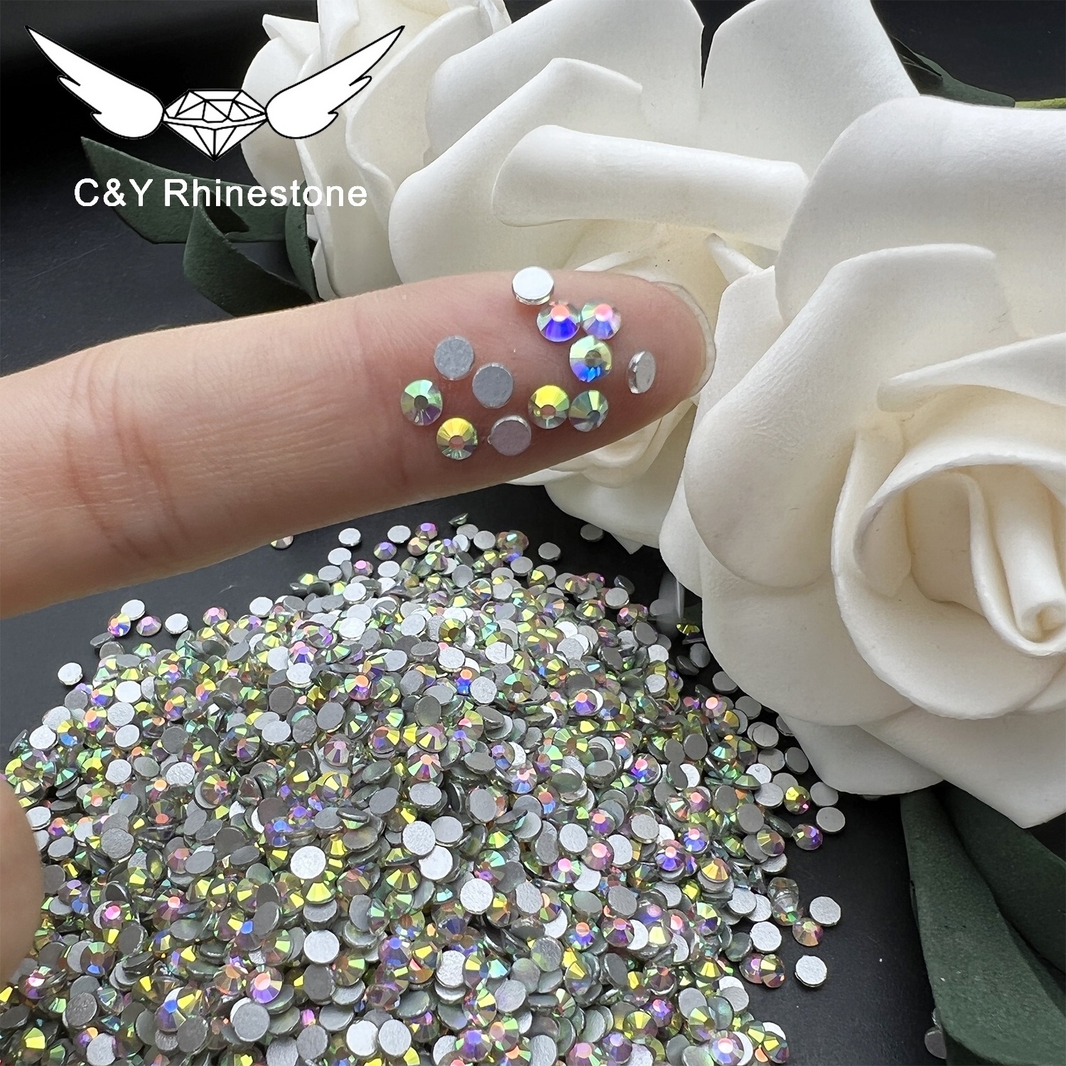 Wholesale High Quality Stone Glass Non Hot Fix Flatback Nail Art AB Crystal Rhinestone