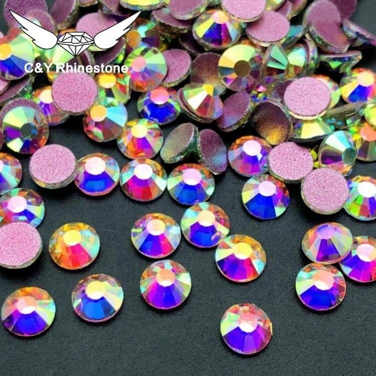 CY Multicolor Wholesale Nail Flatback Stone Glass Flat Back Non Hot Fix Crystal AB Rhinestones In Bulk