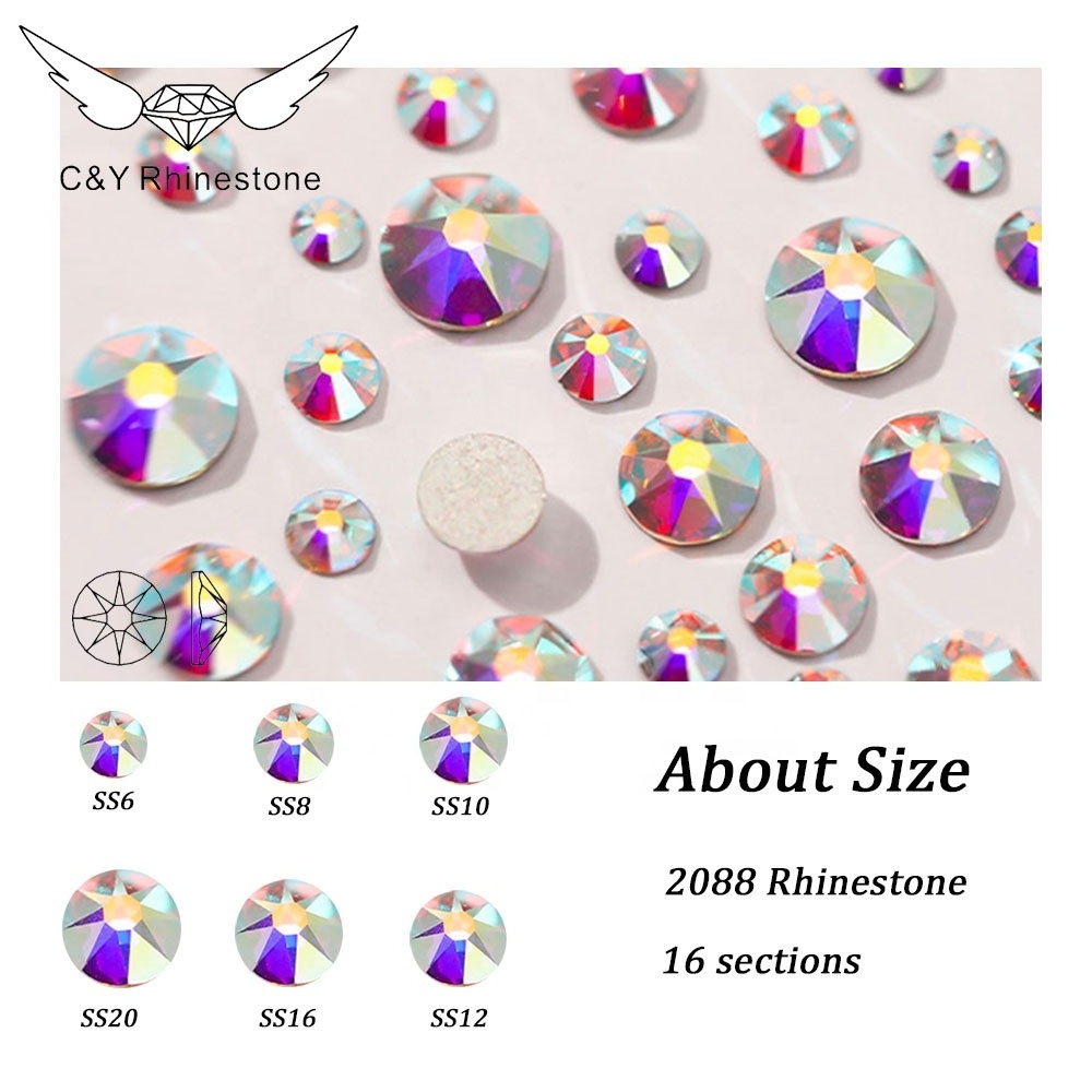 2088 Flatback Non Hot Fix Bulk Crystal Large Rhinestone Nails Flat Back Ab Rhinestones