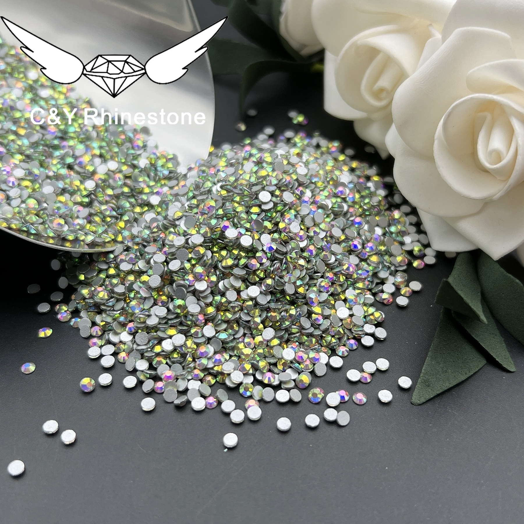 Wholesale High Quality Stone Glass Non Hot Fix Flatback Nail Art AB Crystal Rhinestone