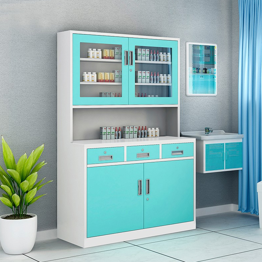 wholesale clinic pharmacy medicine storage cabinet hospital lockable metal medicine glass cabinet disposal treatment cabinet