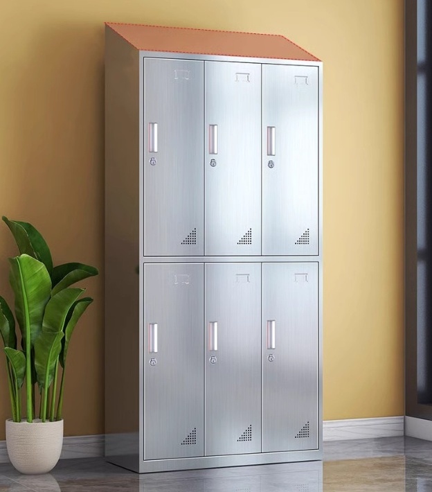 Modern 6-Door Stainless Steel Clothing Cabinets Metal Wardrobes for Dormitories and Employees Office Storage Furniture