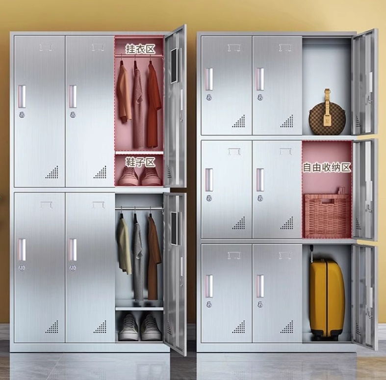 Modern 6-Door Stainless Steel Clothing Cabinets Metal Wardrobes for Dormitories and Employees Office Storage Furniture