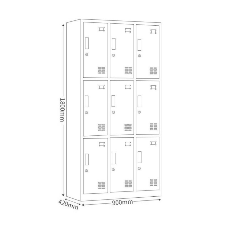 Custom Steel Office Locker Metal Locker Cabinet 6/9/12 Door Clothes Storage Wardrobe Locker for gym scool employee