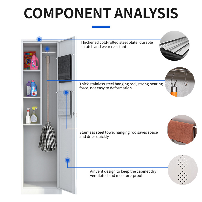 2 Door cleaning Cabinet Steel Locker Cleaning Room Tool Cabinet Broom Storage Cabinet