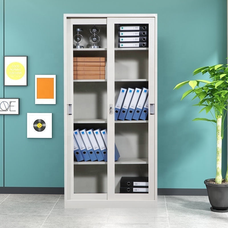 Top-Ranked Modern Steel File Cabinet with Lock with Adjustable Bookshelf Glass Display Case Storage for Home Hotel Office Use