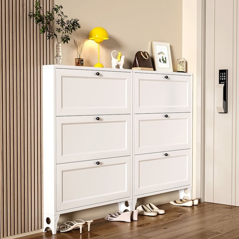 Hot Sell Metal Shoe Cabinet with 3 Flip Drawers Shoe Cabinet Storage Luxury for Living Room, Bedroom, Mudroom and Garage