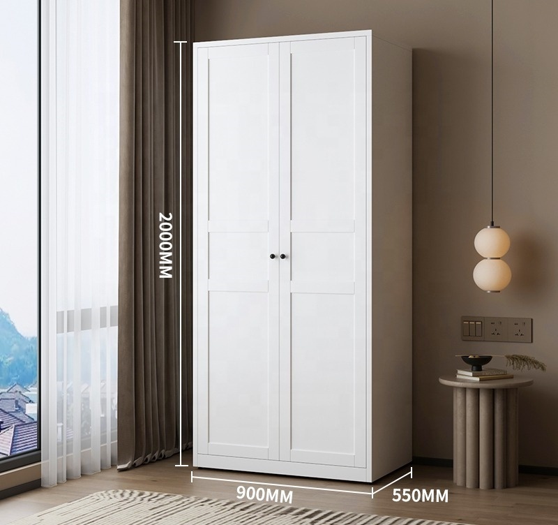 Single 2-Door Steel Wardrobe Cabinets Kids Closet Organizer with Sliding Door for Clothing Storage Home Hotel Family Use