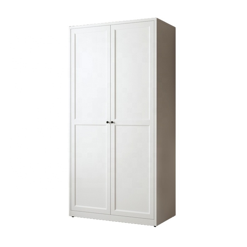 Single 2-Door Steel Wardrobe Cabinets Kids Closet Organizer with Sliding Door for Clothing Storage Home Hotel Family Use