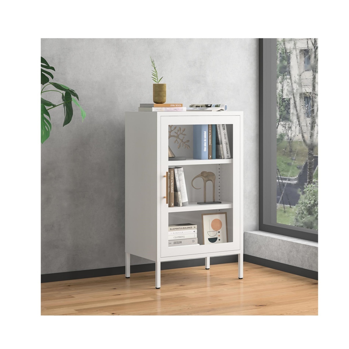 Combination cabinet glass door display cabinet metal cupboards high foot sundries wide storage cabinet