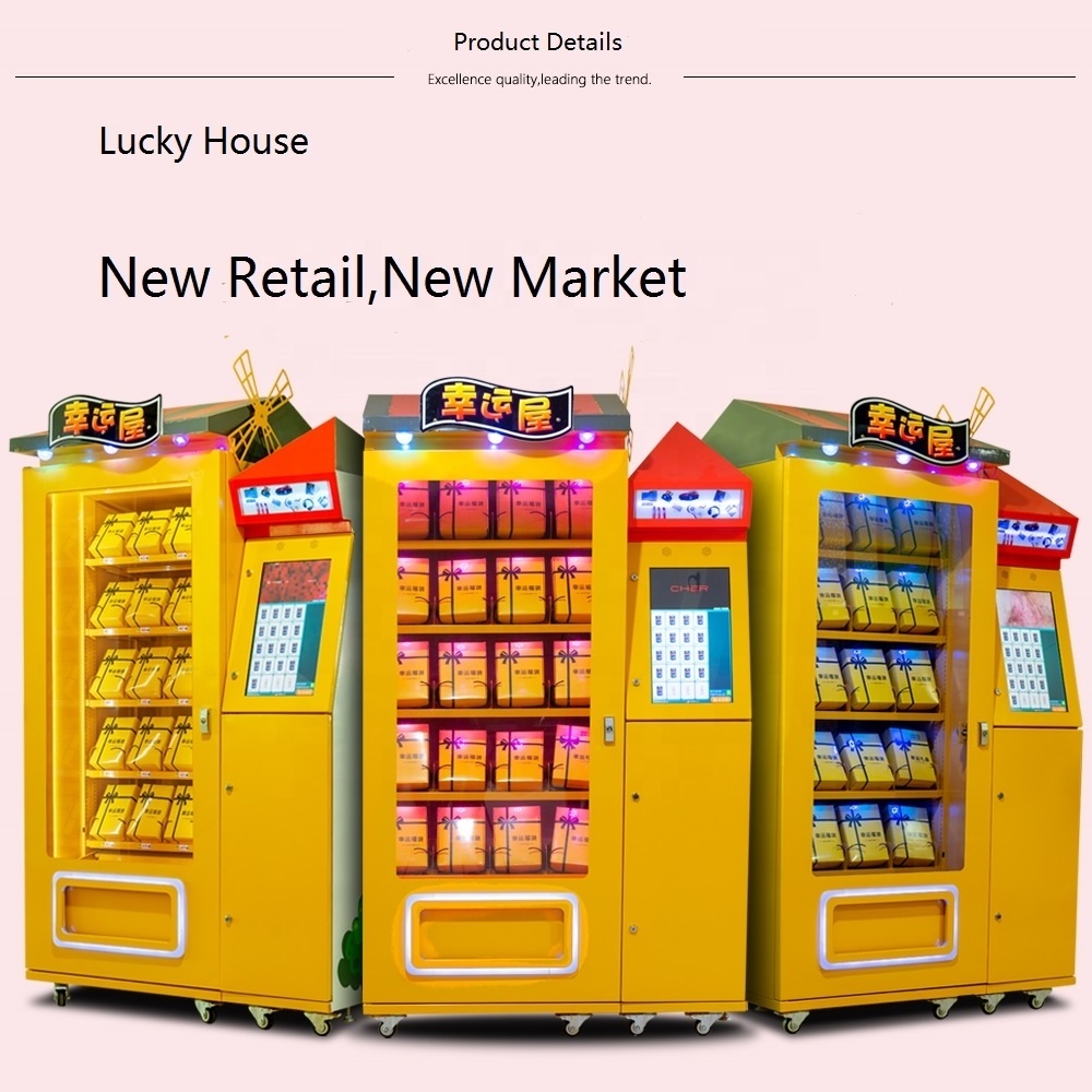 Lucky House self service vending machine automatic sell drinks juice foods fruit coin accept and bill accept